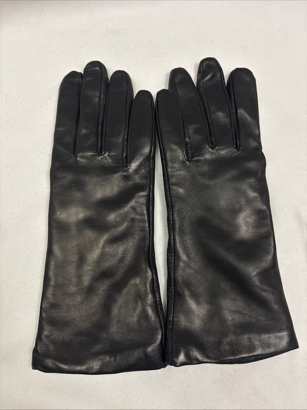 Preston & York Women's Black Leather Cashmere Lined Gloves Size 8